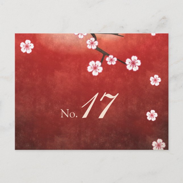Carte Numéro de table Cherry Blossom Sakura (Devant)