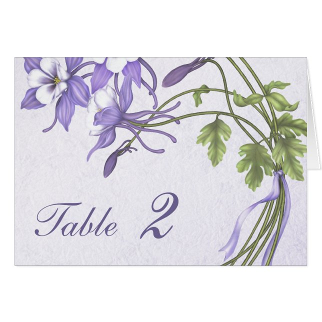 Carte Numéro de table Columbine Bouquet (Devant Horizontal)