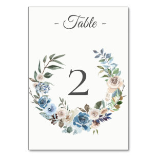 Carte Numéro de table de la crème bleue Dusty Flor