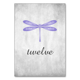 Carte Numéro de table de libellules violettes