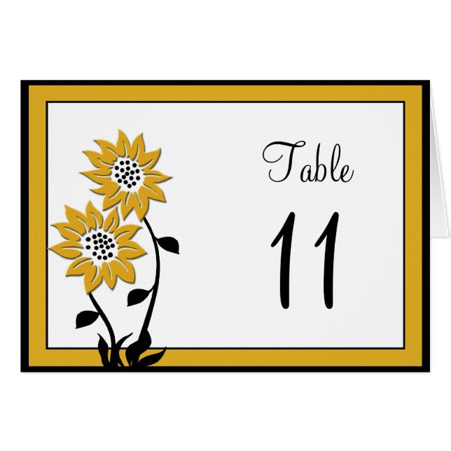 Carte Numéro de table de tournesols simples (Devant horizontal)