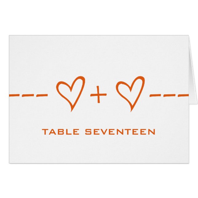 Carte Numéro de table d'équation cardiaque orange (Devant horizontal)