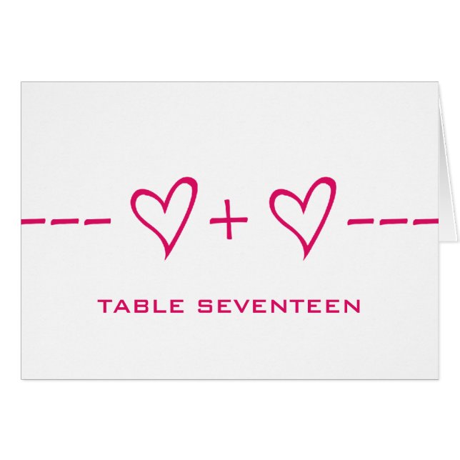 Carte Numéro de table d'équation de coeur rose (Devant horizontal)
