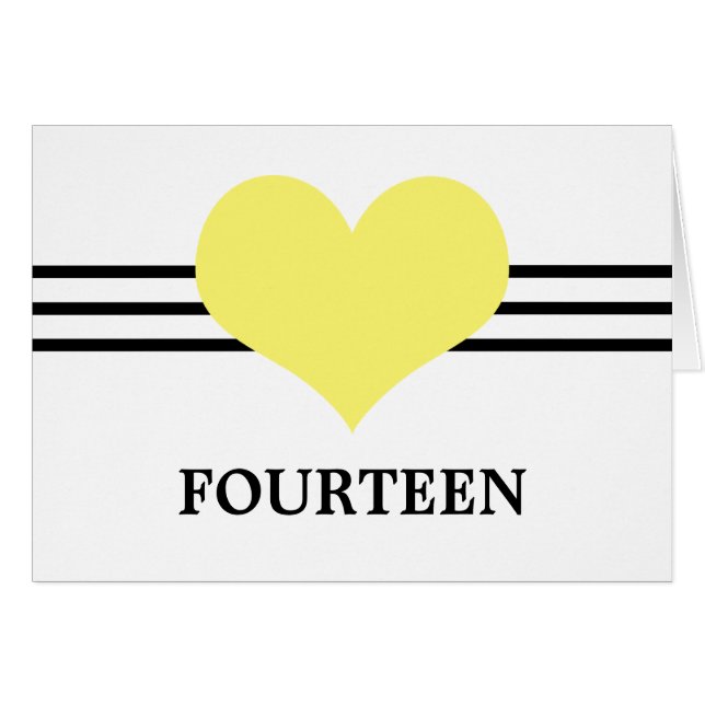 Carte Numéro de table du coeur, Jaune (Devant horizontal)
