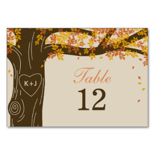 Carte Numéro de table du Mariage de automne de chê