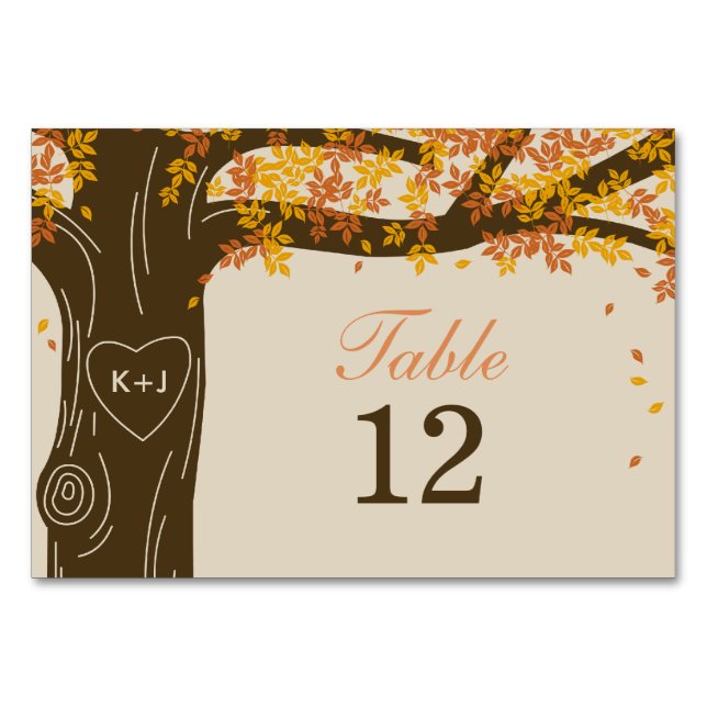 Carte Numéro de table du Mariage de automne de chê (Devant)