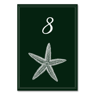 Carte Numéro de table Emerald Green Starfish