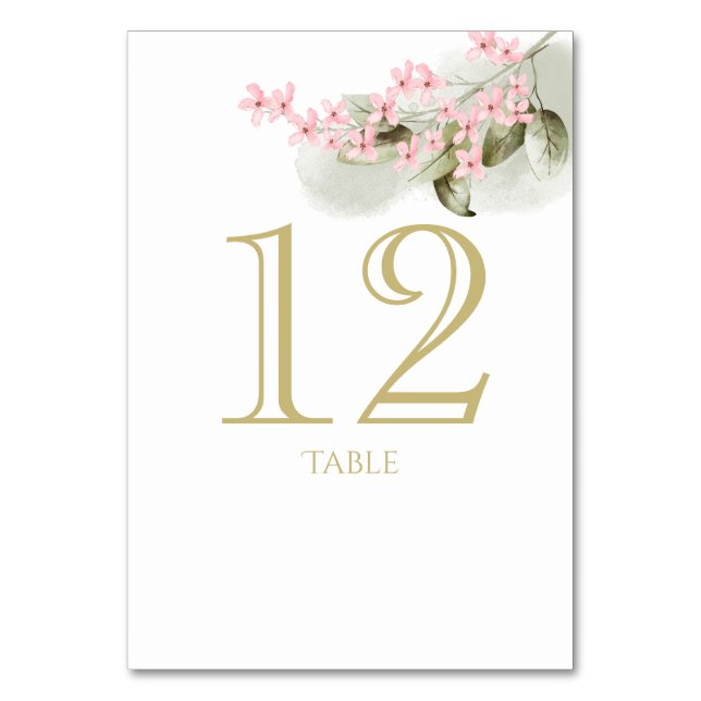 Carte Numéro de table Fleurs roses (Par défaut)