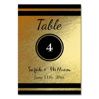 CARTE NUMÉRO DE TABLE Gold/Black MARIAGE personnal