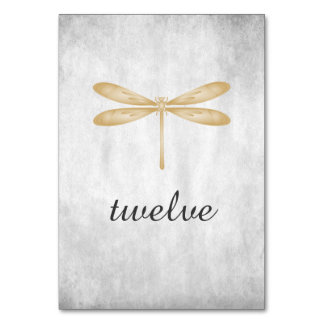 Carte Numéro de table Gold Dragonfly