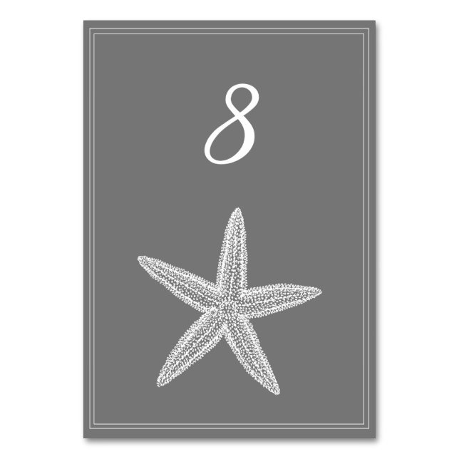 Carte Numéro de table Gris Starfish (Par défaut)