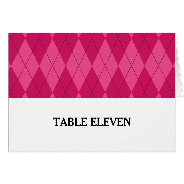 Carte Numéro de table Jacquard rose (Devant horizontal)