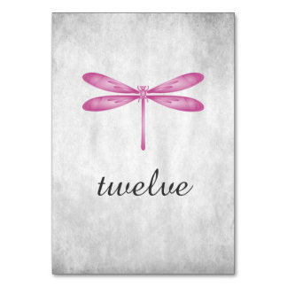 Carte Numéro de table Magenta Dragonfly