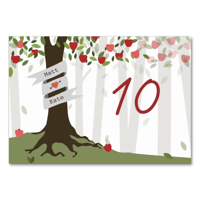 Carte Numéro de table Mariage Apple Orchard (Dos)