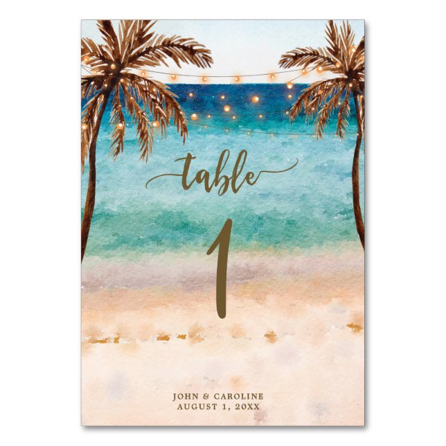 carte numéro de table mariage boho beach tropical (Par défaut)