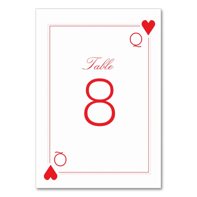 Carte Numéro de table Mariage Casino - Coeurs (Par défaut)