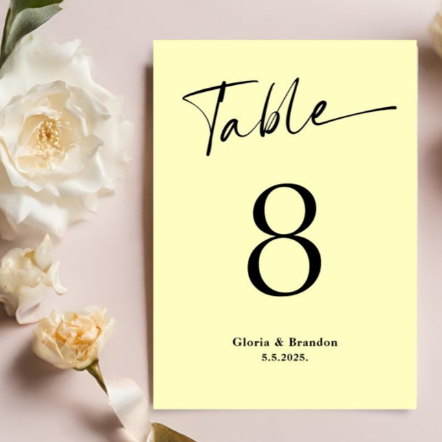 Carte Numéro de table Mariage citron (Créateur téléchargé)
