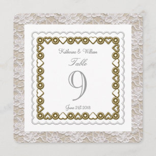 carte numéro de table mariage dentelle blanche arr