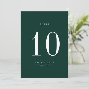 Carte Numéro de table Mariage Emerald Green