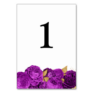 Carte Numéro De Table Mariage Floral Purple Et Or