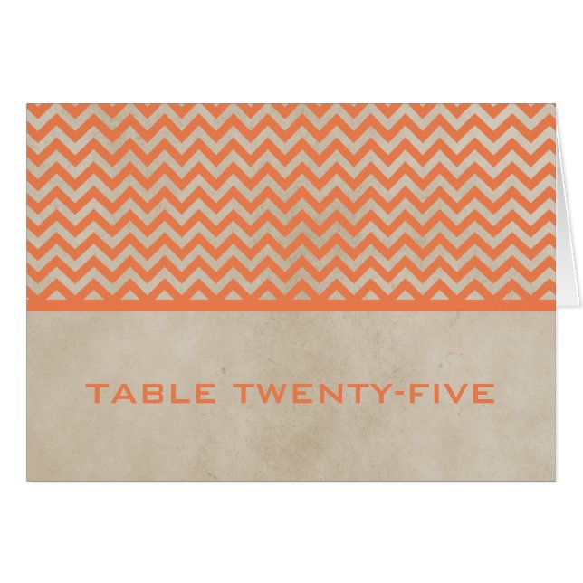 Carte Numéro de table Orange Chic Chevron (Devant horizontal)