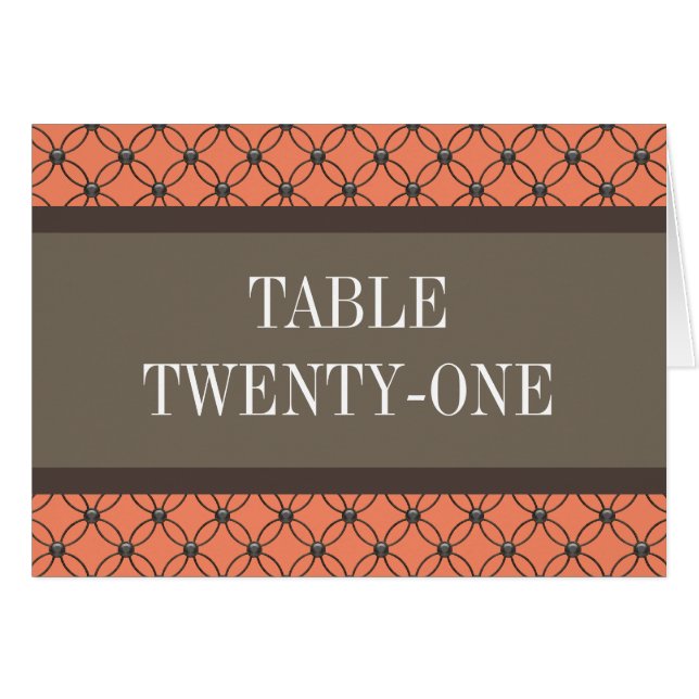 Carte Numéro de table Orange Fancy (Devant horizontal)