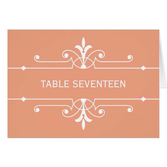 Carte Numéro de table Orange Fancy (Devant horizontal)