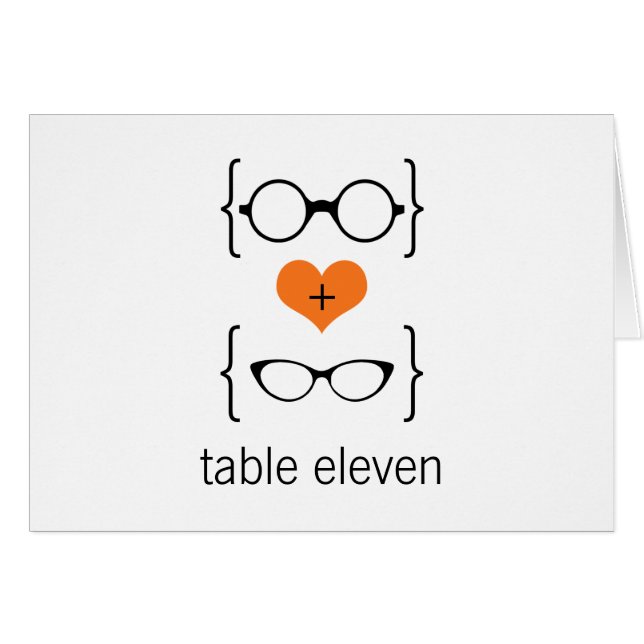 Carte Numéro de table Orange Geeky Glass (Devant horizontal)