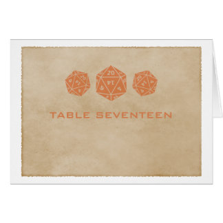 Carte Numéro de table Orange Grunge D20 Dice Gamer
