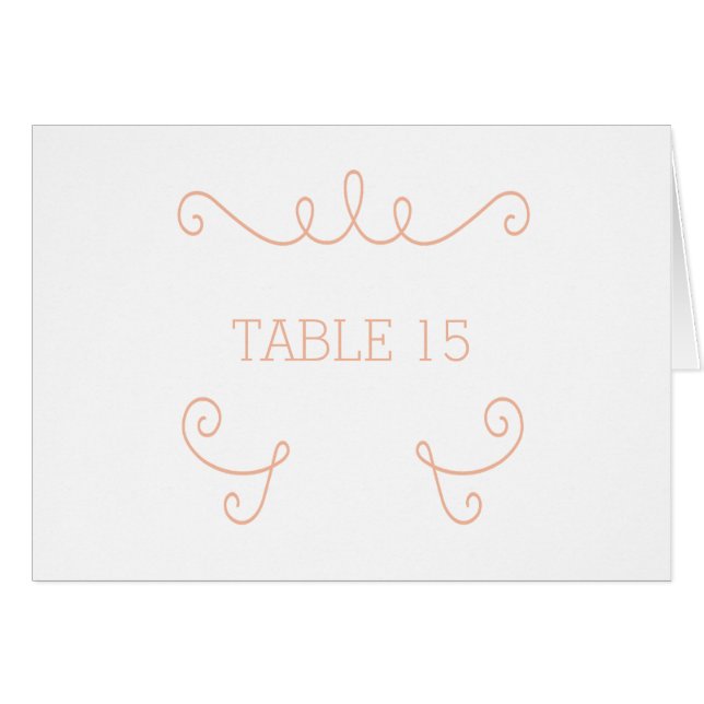 Carte Numéro de table Orange Whimsical Flourd (Devant horizontal)