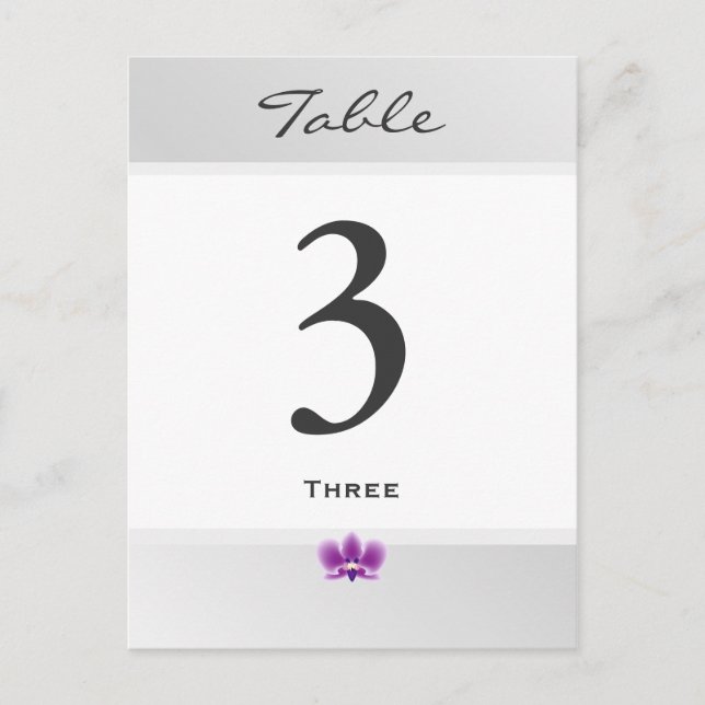 Carte Numéro de table Orchidée violette foncée (Devant)