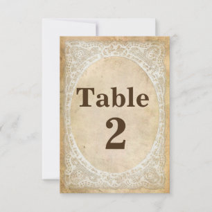 Carte numéro de table Romance rustique dentelle vi