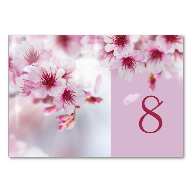 Carte Numéro de table Sakura, Cerisier fleur Carte (Devant)