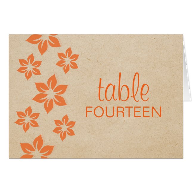 Carte Numéro de table Tropical Orange (Devant horizontal)