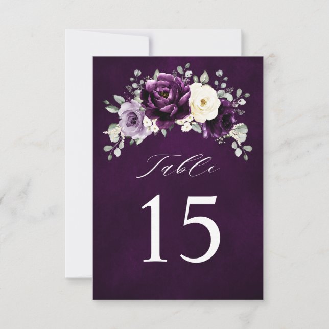 Carte Numéro de tableau blanc de la Plum violette  (Devant)