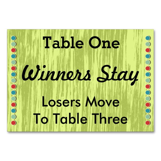 Carte numéro de tableau des points Bunco #1 (Devant)