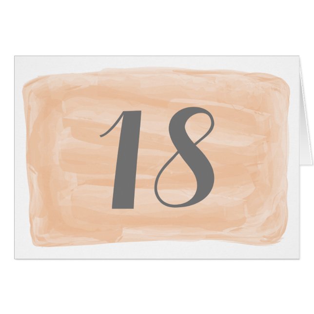 Carte Numéro de tableau Orange Watercolor (Devant horizontal)