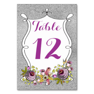 Carte Numéro de tableau | Plum, FAUX Argent Foil F