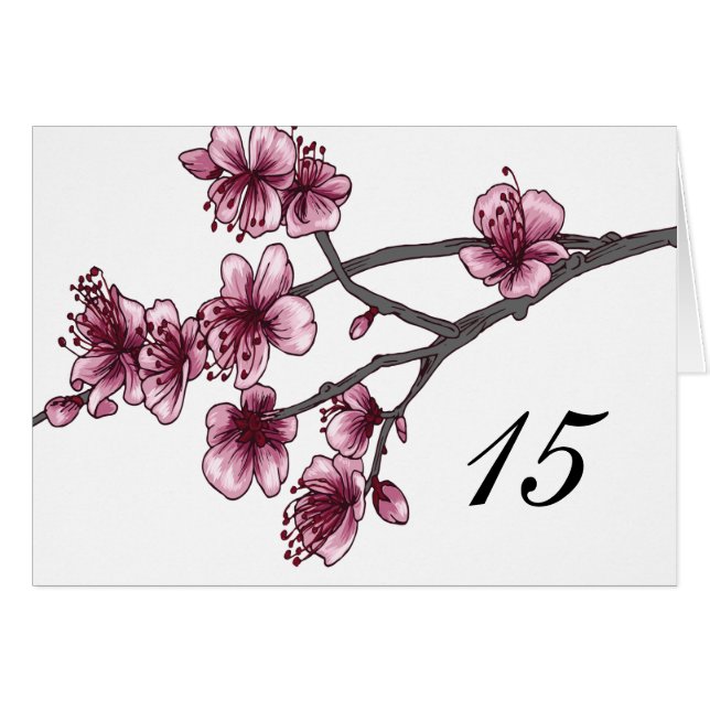 Carte Numéro de tableau Rose Simple Cherry Blossom (Devant horizontal)