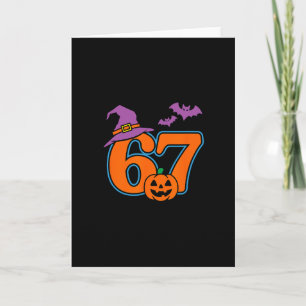 Carte Numéro Halloween 67 Ts Citrouille Sorcière Chapeau