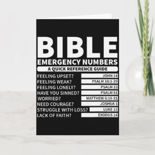 Carte Numéros d'urgence drôles de la Bible chrétienne