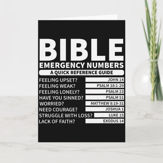 Carte Numéros d'urgence drôles de la Bible chrétienne  (Devant)