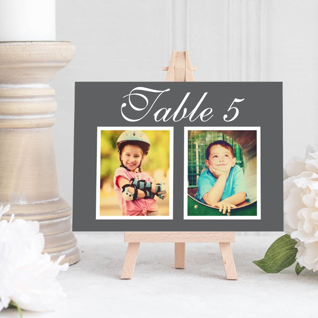 Carte Numérotée de Table avec Photo d'Enfance au F (Créateur téléchargé)