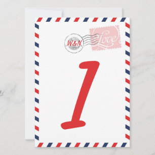 Carte numérotée de table rouge Collection du servi