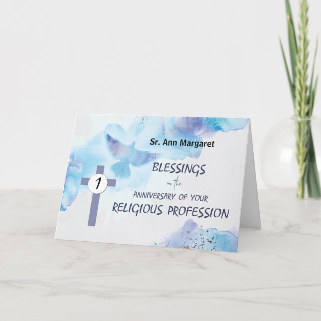 Carte Nun 1er anniversaire de la profession religieuse (Devant)