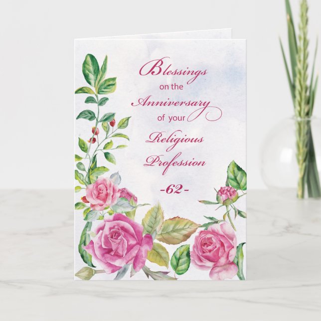 Carte Nun 62ème anniversaire personnalisable de religion (Devant)