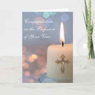 Carte Nun Félicitations Profession de Vows Lit Bougie