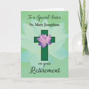 Carte Nun Nom personnalisable Retirement Lotus Flower su