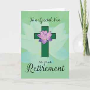 Carte Nun Retirement, Lotus Flower sur Green Cross