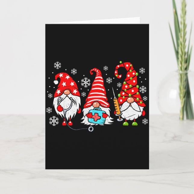 Carte Nurse Christmas Gnomes Xmas Scrub Top Er Rn Nursin (Devant)